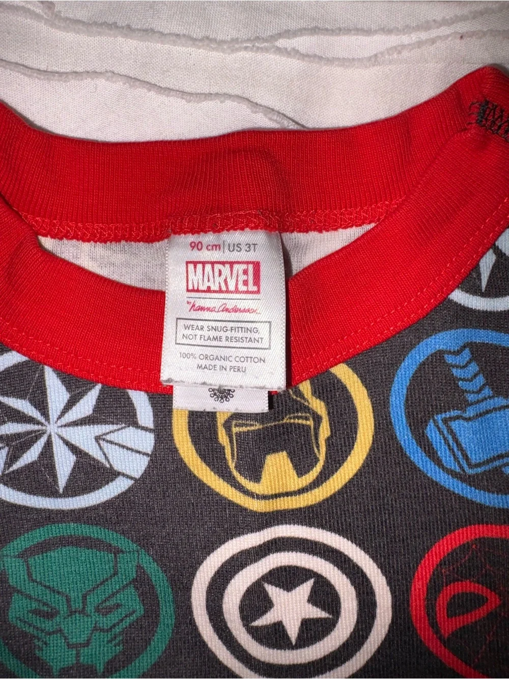 Hanna Andersson Marvel Icon Long Sleeve Pajama Set - Black with Red Trim